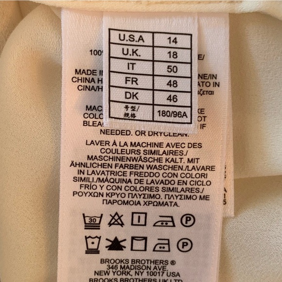 Brooks Brothers Georgette Bow-Neck Blouse Women’s 14 Ivory Button Up Top NWT - Picture 9 of 10